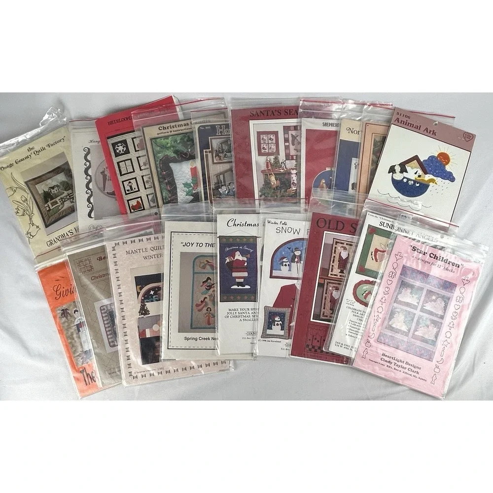 Lot Of 19 Vintage Craft Quilt Patterns Christmas Wall Hangings Appliques 90s